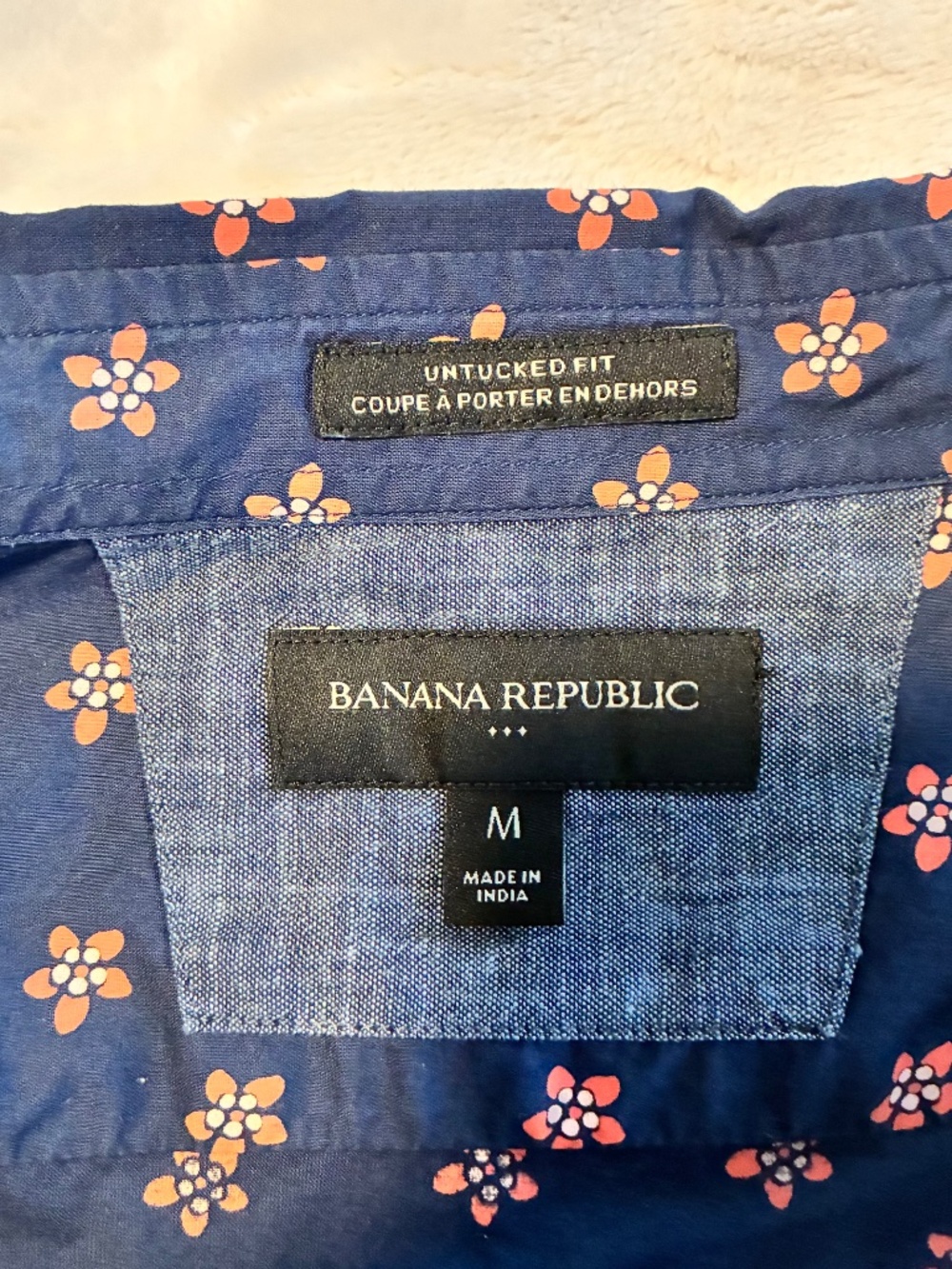 Banana Republic Slim Fit Blue Floral Button-Down Shirt - Men's M - Picture 4 of 5